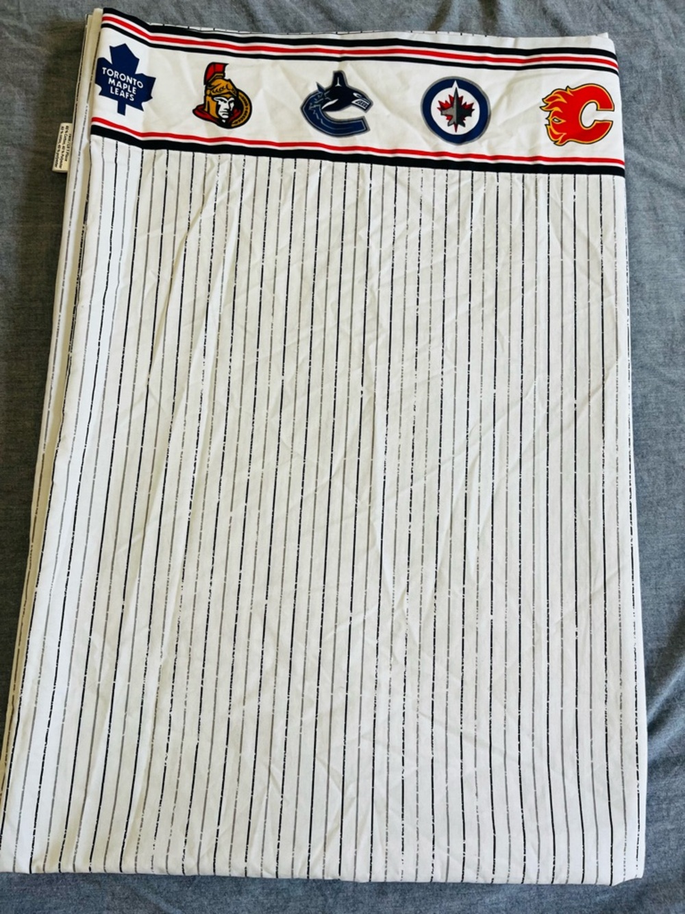 1991 NHL TWIN Flatbed Sheet/striped border/Canadian Team Logos/Springs Industry